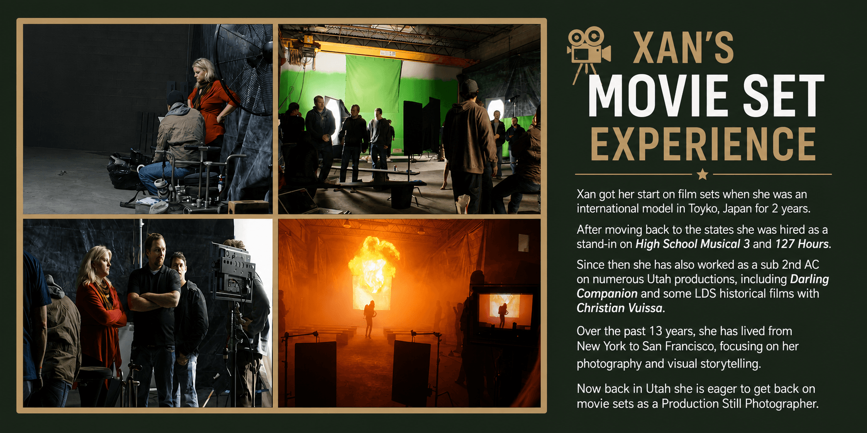 Xan's movie set experience